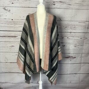 Free People Off Road Striped Poncho Shawl Wrap Multicolor One Size‎